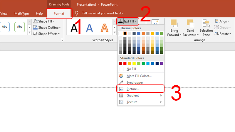 - Bước 2: Lồng gh&eacute;p h&igrave;nh v&agrave;o chữ trong PowerPoint